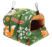 OHPHCALL Cama para Loros y Periquitos de Algodón Cálido, Nido Colgante Tamaño S Verde Bosque para Jaulas de Invierno, Hamaca Flexible y Cómoda