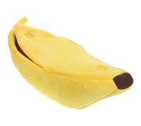 OHPHCALL Cama Tipo Caseta para Perro Cálida, Desmontable, Plátano Amarillo