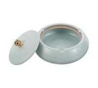 OHPHCALL Cenicero Exterior de Cerámica con Tapa Diseño Prueba de Viento para Patio y Hogar Accesorio Elegante y Decorativo para Fácil de Limpiar Estilo Chino