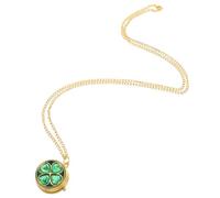 OHPHCALL Collar Colgante de Trébol de Cuatro Hojas Vintage Medallón Giratorio de Cuarzo para Mujer y Niñas Uso Versátil en Actividades al Aire Libre y Trabajo