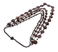 OHPHCALL Collar de Madera Artesanal Vintage de Múltiples Hilos Cuentas de Cáscara Natural Marrón para Mujer, Collar Largo Bohemio Unisex Adecuado para Playa y Joyería Casual