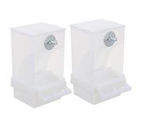 OHPHCALL Comedero Automático Contenedor Tapa y Recogedor de Cáscaras 2piezas para Pájaros de Acrílico Blanco para Exteriores y Jaulas de Canarios y Pinzones
