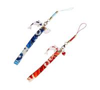 OHPHCALL Cordón para Teléfono Celular Estilo Japonés Diseño de Pez Koi, 2 Piezas, Material de Tela y Metal, Práctico y Antipérdida para Cumpleaños y Aniversarios