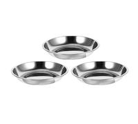OHPHCALL Diseño Grueso Resistente a Mordeduras de Acero Inoxidable 3 Cuencos para Gatos y Perros Color Plata, Cuencos Poco Profundos para