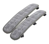 OHPHCALL Funda para Reposabrazos de Silla de Oficina 45x10 Cm, Par de Cojines Ergonómicos de Cristal Terciopelo Gris Ajuste con Cierre Adhesivo, Protección Antidesgaste para Apoyo Cómodo