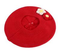OHPHCALL Gorro de Invierno para Niña Pequeña Tejido Rojo, Agradable y Cómodo para Mantener el Calor en Clima Frío, Estilo Francés Adorable para Bebés de 6 Meses a 3 Años