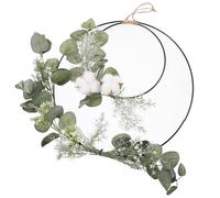 OHPHCALL Guirnalda Decorativa de Pared Doble Anillo de Algodón Artificial Blanco, Ramo Simulación Floral para Boda y Decoración del Hogar, Adorno Duradero para Puerta y Fiesta