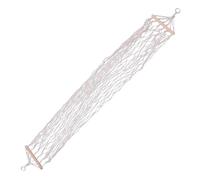 OHPHCALL Hamaca de Malla de Cuerda de Algodón para Exteriores, Cama Colgante con Barra de Madera Reforzada, Hamaca para Camping y Jardín, Incluye Cuerda y Bolsa de Almacenamiento, Cómodo