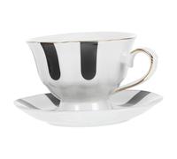 OHPHCALL Juego de Taza de Cerámica Vintage con Platillo para Café y Té, Diseño Simple y Elegante, Adecuado Hora del Té en Familia