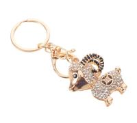 OHPHCALL Llavero para Año Chino de Metal Blanco de Cabra Cristal Brillante Diseño Elegante y Cómodo Obsequio Adecuado para Uso Diario en Mochilas y Bolsos
