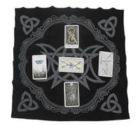 OHPHCALL Mantel de Tarot Profesional de Pelusa sin Uniones, 100x100 Cm, Diseño Pentagrama de Cinco Puntas, Tela Ligera y Portátil para Altar y Cartas de Adivinación, Adecuado para Uso