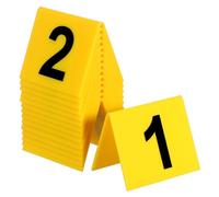 OHPHCALL Marcadores de Mesa Acrílicos 5.5x6.3 Cm, Juego de 15 Piezas Números 1-15 en Amarillo y Negro, Letreros para Restaurante, Suministros de Juego y Decoración de Escena del Crimen
