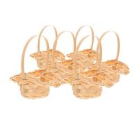 OHPHCALL Mini Cesta Rústica Tejida de Bambú con Asa Set de 6 Pequeñas Cestas Portátiles para Picnic Decoración del Hogar y Juguetes Infantiles para Manualidades y Regalos