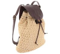 OHPHCALL Mochila de Rafia para Mujer con Bolsillo Interior y Correas Ajustables, Cómoda para Escuela y Senderismo, Diseño Casual y Tejido de Paja Natural