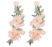 OHPHCALL Parches Bordados de Flores 2 Piezas Color Albaricoque Lavables para Coser en Ropa y Accesorios de Manualidades DIY