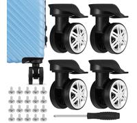 OHPHCALL Ruedas de Repuesto para Maletas de Viaje 360° Giratorias Dobles de TPE y PP, Kit Reparación Tornillos y Destornillador, Compatibles Mayoría de Equipajes, Color Negro, 2 Pares