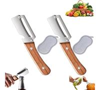 Ohphnt 2pcs zero snag wooden peeler,2-in-1 multifunctional stainless steel peeler,multifunctional vegetable peeler,with Wooden Handle and Bottle Opener,for Fruit Veggie(2pcs)