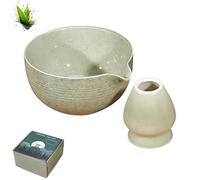 Ohphnt Matcha Bowl,Matcha Bowl Set,Matcha Tea Set,Matcha Bowl and Whisk Holder,Matcha Stirrer Set,Ceramic Matcha Set Including Matcha Bowl with Pourer,420 Ml Matcha Tea Mixing Bowl with Spout