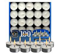 Ohr Candles Velas de Té - Paquete de 100 Velas de Té sin Perfume - Velas de Larga Duración 4 h - Velas Blancas en Taza Aluminio