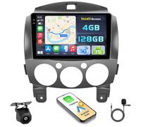 Ohradio 4+128G Radio Coche Android 15 para Mazda2 2007-2014 con Carplay Android Auto Inalambrico, Incell Pantalla táctil de 9 Pulgadas con BT/GPS/WiFi/FM/RDS+Cámara Trasera+Mic