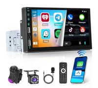 Ohradio Radio Coche 1 DIN con Pantalla de 7 Pulgadas - CarPlay Inalámbrico Android Auto Inalámbrico, Autoradio Bluetooth 1 DIN con Radio FM 2 USB Enlace Espejo+Cámara Trasera+Mic+Mando a Distancia