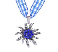 OHREN 1 pcs Collar Azul con Colgante Edelweiss de Strass - Accesorio Tradicional para Oktoberfest, Carnaval y Fiestas Temáticas