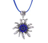 OHREN 1 Unidad Azul Collar Corazón Edelweiss, Joyería Tradicional Bávara para Mujer, Accesorios Oktoberfest, Joyería para Dirndl y Lederhose, Collar con Diseño Edelweiss para Traje Típico y Bierfest