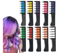 OHREN 10 peines con tizas para el pelo Premium tiza temporal lavable, mechas y crazy color para niños,regalos de cumpleaños, carnaval, Navidad, adviento, no tóxico (Multicolor)