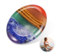 OHREN 2 Chakras, Cristales Naturales, Piedras Preciosas y de Sanación, Cuarzo Rosa y Amatista Natural, de Preocupación Pulidas para el Pulgar, Alivio del Estrés y Ansiedad, Meditación (Forma Ovalada)