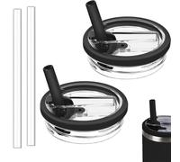 OHREN 2 Tapas de Repuesto Reutilizables a Prueba de Fugas y Polvo para Vaso de 40oz con Pajita Incluida, Accesorios Compatibles con Stanley Cup (40oz) (Negro)