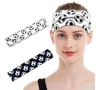 OHREN 2 unidades Cinta Elástica Ancha para Niños y Niñas, en Patrón de Fútbol, Pelo, Algodón, Diadema Elástica Colores, Deporte Niño, Regalo Cumpleaños, para Escuela, Deportes y Ocio, 5 a 15 Años