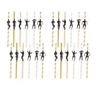 OHREN 24 PCS divertidos pajitas de papel para despedidas de soltera, bodas, fiestas, cumpleaños, Navidad (7.7 pulgadas) (Rosegold)