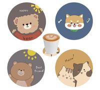 OHREN 4 Posavasos de Fieltro con Forma de Animales, un Regalo para Amantes de Gatos y Perros, Decoración de Mesa para Fiestas, Carnaval y Navidad