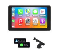 OHREX Estéreo inalámbrico de coche de 7 pulgadas para Apple Carplay y Android Auto, pantalla táctil portátil para reproducción de coche/navegación GPS/control de voz/enlace de espejo/Bluetooth/AUX/FM