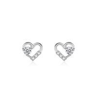 Ohrhänger 925 Silber, Ohrringe Silber Hohles Herz mit Zirkonia Geschenk Beste Freundin