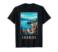 Ohrid Macedonia del Norte Lake Town Arte de Viaje Camiseta