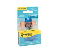 Ohropax Tapones para los oídos de silicona Aqua, resistentes al agua, de silicona respetuosa con la piel, para proteger del agua durante la natación, 1 x 6 unidades