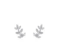 Ohrring Set 925, Damen Ohrringe Modeschmuck Silber Blätter mit Rundschliff Weiß Zirkonia