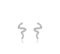Ohrring Set 925, Ohrstecker Silber Set Schlange mit Rundschliff Weiß Zirkonia Geshenke Frauen