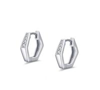 Ohrring Set Silber 925, Ohrringe Silber Creolen Groß Irregulär mit Rundschliff Weiß Zirkonia