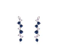 Ohrring Set Silber 925, Ohrstecker Damen Klein Silber Blau Geometrisch mit Zirkonia Mama Geschenk