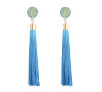 Ohrringe Aquamarin Silber Bunte Quastenohrringe für Frauen, Lange Baumelnde Statement-Ohrringe, Modeschmuck für Geburtstag, Weihnachten, Valentinstag, Geschenk Plättchen (azul claro, talla única)
