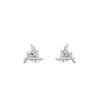 Ohrringe Damen Klein, Ohrringe Silber Elegant Geometrisches Dreieck mit Rundschliff Weiß Zirkonia 925 Silber