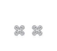 Ohrringe Damen Set Silber, Ohrringe Silber 925 Blume mit Rundschliff Weiß Zirkonia Geschenk 18 Geburtstag Mädchen