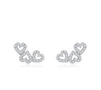 Ohrringe Damen Silber, Ohrringe Boho Hohles Herz mit Zirkonia 925 Silber Geschenk 18 Geburtstag Mädchen