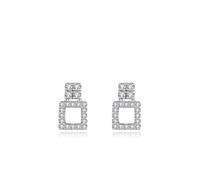 Ohrringe Gold Set 925, Silber Ohrringe Ohrstecker Groß Hohles Quadrat mit Rundschliff Weiß Zirkonia