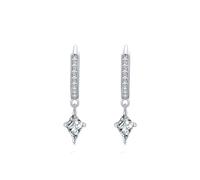 Ohrringe Hängend Silber Groß, Ohrringe Groß Rhombus Rund mit Zirkonia 925 Silber Damen Geschenke Geburtstag