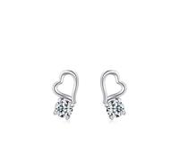 Ohrringe Hochzeit Braut, Silber Ohrringe Damen Set Hohles Herz mit Zirkonia 925 Silber