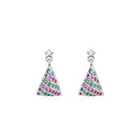 Ohrringe Hochzeit Silber, Ohrringe Silber 925 Aesthetic Weihnachtsbaum mit Rundschliff Grün Zirkonia