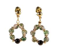 Ohrringe, Jade-Ohrringe Collar de ágata de musgo Ágata de algas acuáticas Collar de cristal verde Juego de aretes Ágata negra Cuenta de la suerte con corte de diamante Cuarzo transparente Collar de me